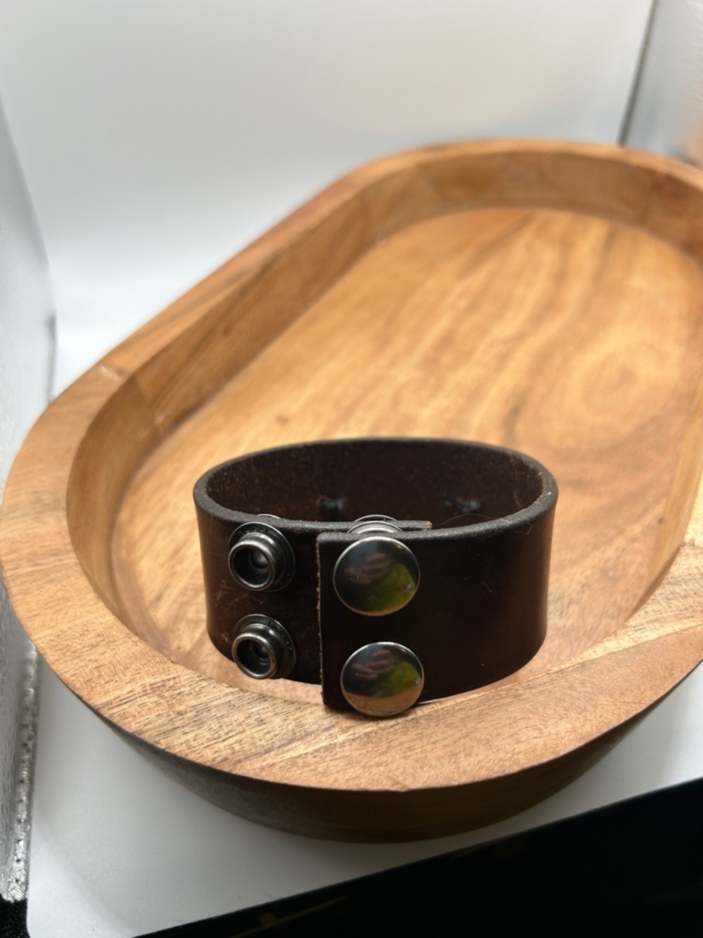 Brown Leather 'Blessed' Cuff Bracelet - Statement Accessory - Picture 2 of 3